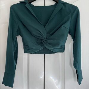 Abercrombie & Fitch Teal Twist Front Blouse